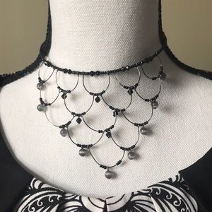 Black Beaded Elegant Tiered Choker